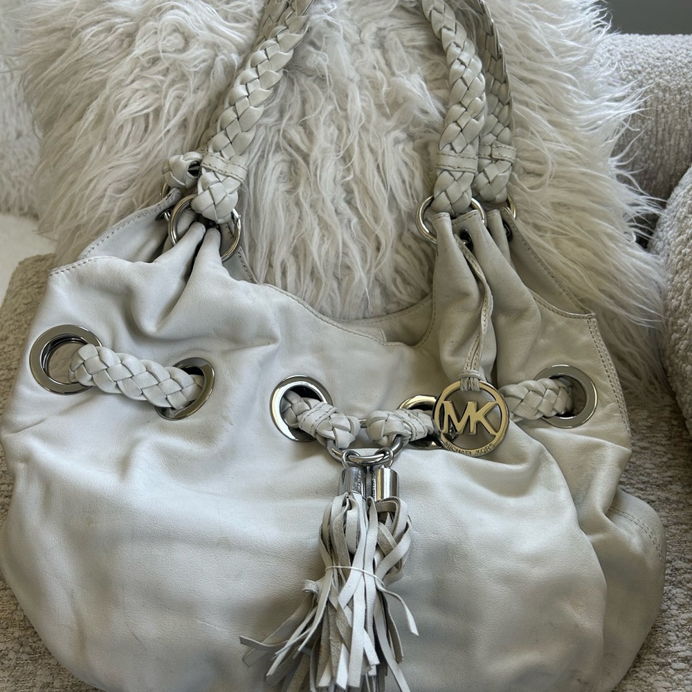 Michael Kors Silver Leather Shoulder Bag